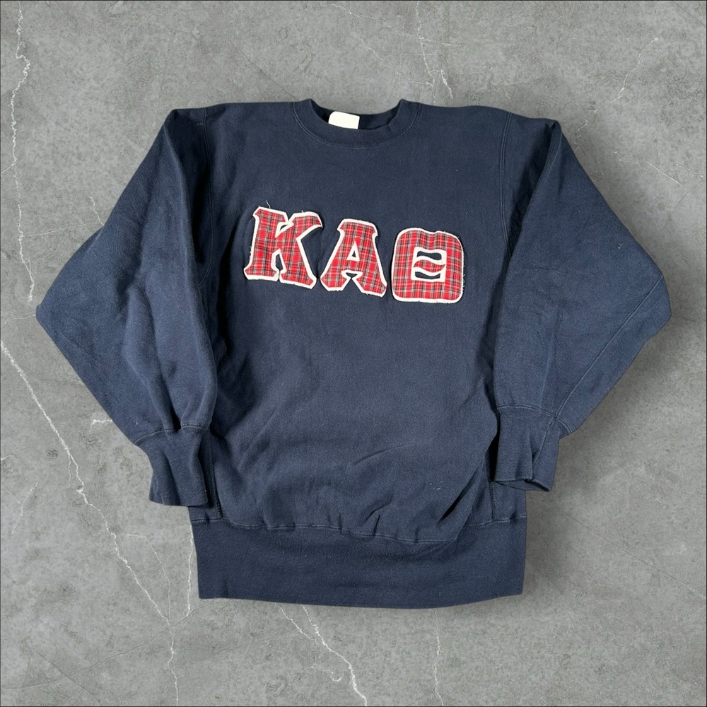 Vintage Champion‎ Reverse Weave Sweatshirt Mens XL Navy Blue 80s KAO Embroidered